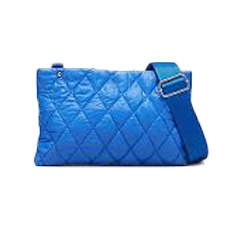 Borsa a tracolla in nylon trapuntato blu baby